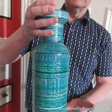 Load image into Gallery viewer, Large Vintage 1960s BITOSSI Table Lamp with More Unusual Sgraffito Striped Pattern
