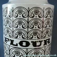 Load image into Gallery viewer, LARGE Vintage 1960s HORNSEA POTTERY Lidded Flour Canister. Stylish C-Scroll Pattern
