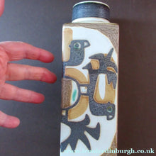 Load image into Gallery viewer, Nils Thorssom Royal Copenhagen Aluminia Faience Vase Baca Abstract Birds
