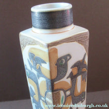 Load image into Gallery viewer, Nils Thorssom Royal Copenhagen Aluminia Faience Vase Baca Abstract Birds
