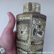 Load image into Gallery viewer, LARGE Vintage 1960s ROYAL COPENHAGEN Aluminia Faience Vase. 9 inches. Abstract Baca by Nils Thorsson - European Ceramics
