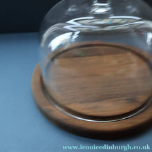 Load image into Gallery viewer, Large Vintage 1960s Teak and Glass Dome Cheese Dish - Wooden Cheese Dome
