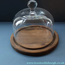 Load image into Gallery viewer, Large Vintage 1960s Teak and Glass Dome Cheese Dish
