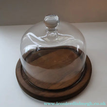 Load image into Gallery viewer, Large Vintage 1960s Teak and Glass Dome Cheese Dish
