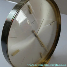 Load image into Gallery viewer, LARGE Vintage 1970s Gold Tone Round 8-Day Desk Clock with Alarm. SWISS MADE by Swiza

