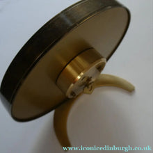 Load image into Gallery viewer, LARGE Vintage 1970s Gold Tone Round 8-Day Desk Clock with Alarm. SWISS MADE by Swiza
