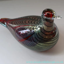 Load image into Gallery viewer, Large Vintage 1980s Finnish Glass Pheasant Bird. Nuutajarvi Sticker. Oiva Toikka Design
