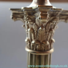 Load image into Gallery viewer, LARGE VINTAGE Brass Column Lamp with Stepped Plinth Base &amp; Corinthian Capital. WORKING
