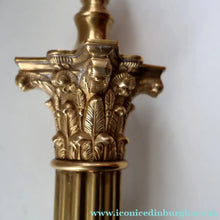 Load image into Gallery viewer, LARGE VINTAGE Brass Column Lamp with Stepped Plinth Base &amp; Corinthian Capital. WORKING
