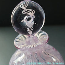 Load image into Gallery viewer, Large Vintage Clear Glass Perfume Bottle with Embedded Lilac Latticino Twists. Unsigned
