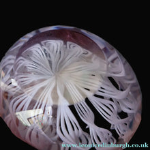 Load image into Gallery viewer, Large Vintage Clear Glass Perfume Bottle with Embedded Lilac Latticino Twists. Unsigned
