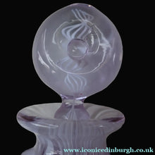 Load image into Gallery viewer, Large Vintage Clear Glass Perfume Bottle with Embedded Lilac Latticino Twists. Unsigned
