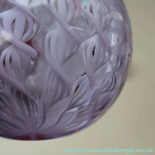 Load image into Gallery viewer, Large Vintage Clear Glass Perfume Bottle with Embedded Lilac Latticino Twists. Unsigned
