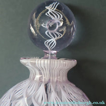 Load image into Gallery viewer, Large Vintage Clear Glass Perfume Bottle with Embedded Lilac Latticino Twists. Unsigned
