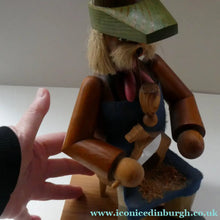 Load image into Gallery viewer, LARGE Vintage German Erzgebirge Wooden Handmade Incense Smoker: WOOD CARVER OR TOYMAKER. 11 1/2 Inches

