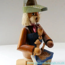 Load image into Gallery viewer, LARGE Vintage German Erzgebirge Wooden Handmade Incense Smoker: WOOD CARVER OR TOYMAKER. 11 1/2 Inches
