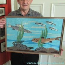 Load image into Gallery viewer, Large Vintage Needlepoint Artwork / Textile Featuring an Image of a British Freshwater Fish

