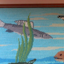 Load image into Gallery viewer, Large Vintage Needlepoint Artwork / Textile Featuring an Image of a British Freshwater Fish
