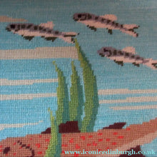 Load image into Gallery viewer, Large Vintage Needlepoint Artwork / Textile Featuring an Image of a British Freshwater Fish
