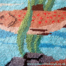 Load image into Gallery viewer, Large Vintage Needlepoint Artwork / Textile Featuring an Image of a British Freshwater Fish
