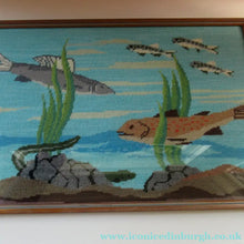Load image into Gallery viewer, Large Vintage Needlepoint Artwork / Textile Featuring an Image of a British Freshwater Fish
