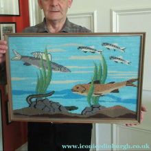 Load image into Gallery viewer, Large Vintage Needlepoint Artwork / Textile Featuring an Image of a British Freshwater Fish
