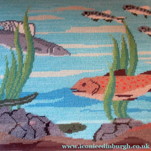 Load image into Gallery viewer, Large Vintage Needlepoint Artwork / Textile Featuring an Image of a British Freshwater Fish
