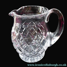 Load image into Gallery viewer, LARGE Vintage Stuart Crystal Lemonade or Water Jug. With simple criss-cross pattern (STU 34).  Height 6 1/2 inches
