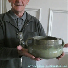 Load image into Gallery viewer, 1940s UPCHURCH Large British Studio Art Pottery Bowl in Olive Green and Grey Tones
