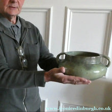 Load image into Gallery viewer, 1940s UPCHURCH Large British Studio Art Pottery Bowl in Olive Green and Grey Tones
