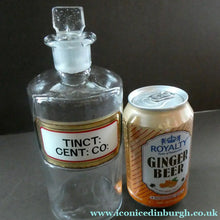 Load image into Gallery viewer, Larger Antique Clear Glass Chemist Bottle. TINCT: CENT: CO: with Original Foil Label and Lozenge Stopper
