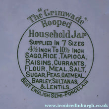 Load image into Gallery viewer, Early 20th Century Antique Grimwades White Hooped Household Jar or Canister. RICE (in green letters)
