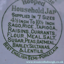 Load image into Gallery viewer, Early 20th Century Antique Grimwades White Hooped Household Jar or Canister. RICE (in green letters)
