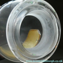 Load image into Gallery viewer, PAIR OF Larger Antique Clear Glass Chemist Bottles with Original Foil Labels and Lozenge Stoppers
