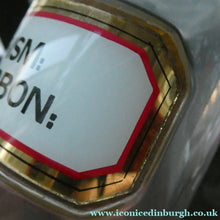 Load image into Gallery viewer, PAIR OF Larger Antique Clear Glass Chemist Bottles with Original Foil Labels and Lozenge Stoppers
