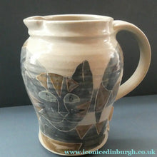 Load image into Gallery viewer, 1992 STUDIO POTTERY Jug by Irma Demianczuk. Decorated with Cats and Mouse Motifs
