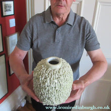 Load image into Gallery viewer, 1930s Gunnar Nylund for Rostrand Chamotte (Hedgehog) Vase. White

