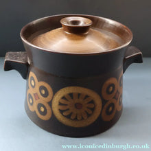 Load image into Gallery viewer, LARGEST 1960s DENBY Arabesque Lidded Casserole High Pot. 6 inches in height
