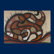 Load image into Gallery viewer, First Nations CANADIAN ART: Joshim Kakegamic (1952 - 1993). Acrylic Painting on board. Entitled "Lazy Bear"
