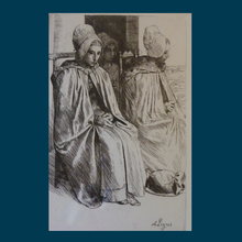 Load image into Gallery viewer, ORIGINAL Etching by Alphonse LEGROS (1837 - 1911). Peasant Women from near Boulogne, France
