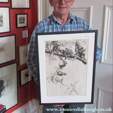 Load image into Gallery viewer, 1920s Etching Revival Drypoint by Leonard Robert Brightwell. Monkeys. The Social Climber
