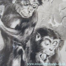 Load image into Gallery viewer, 1920s Etching Revival Drypoint by Leonard Robert Brightwell. Monkeys. The Social Climber
