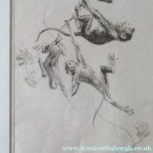 Load image into Gallery viewer, 1920s Etching Revival Drypoint by Leonard Robert Brightwell. Monkeys. The Social Climber
