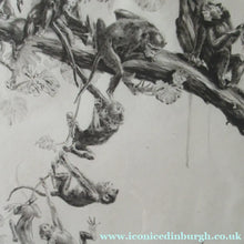 Load image into Gallery viewer, 1920s Etching Revival Drypoint by Leonard Robert Brightwell. Monkeys. The Social Climber
