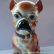 Load image into Gallery viewer, Antique LIFE SIZE Pug Dog Figurine / Slip Cast Model. Probaby STAFFORDSHIRE, c 1880s. 13 1/2 inches
