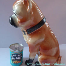 Load image into Gallery viewer, Antique LIFE SIZE Pug Dog Figurine / Slip Cast Model. Probaby STAFFORDSHIRE, c 1880s. 13 1/2 inches

