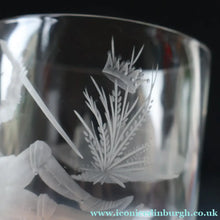 Load image into Gallery viewer, LIMITED EDITION (4 /12). Vintage Caithness SCOTTISH GLASS Rummer / Goblet by Colin Terris (1937 - 2007). Jousting Scene, Fallen Knight
