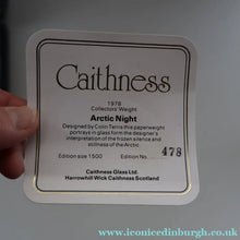 Load image into Gallery viewer, LIMITED EDITION Scottish Caithness Glass Paperweight: Artic Night by Colin Terris; 1978 BOXED
