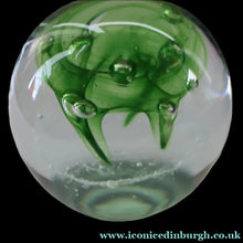 Load image into Gallery viewer, LIMITED EDITION Scottish Caithness Glass Paperweight: VORTEX (Green) by Colin Terris; 1975 BOXED - Paperweight
