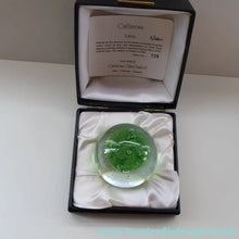 Load image into Gallery viewer, LIMITED EDITION Scottish Caithness Glass Paperweight: VORTEX (Green) by Colin Terris; 1975 BOXED
